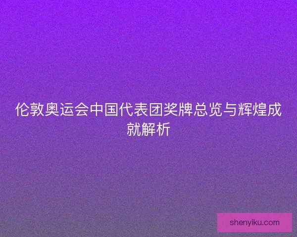 伦敦奥运会中国代表团奖牌总览与辉煌成就解析